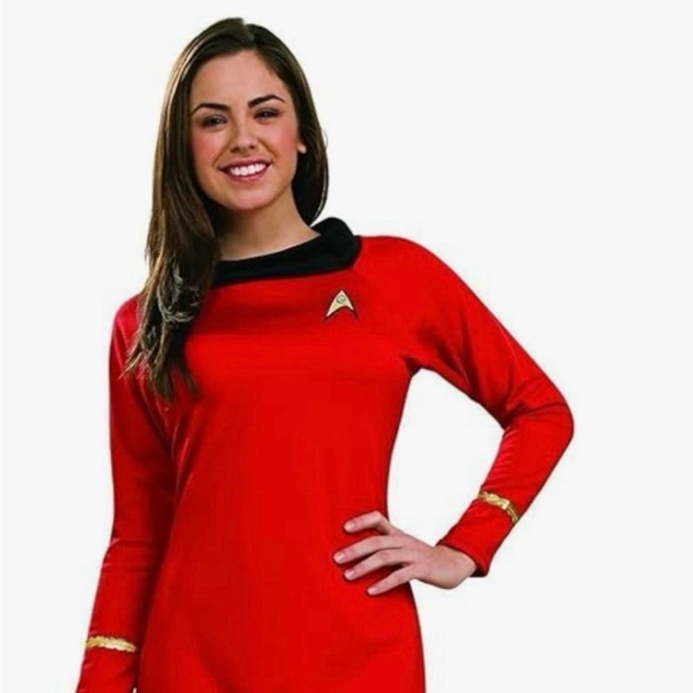 Red Star Trek Dress with Gold Accents, Women’s Star Trek Series.